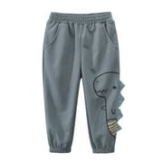 Toddler Boys Pants Cotton Pull On Sweatpants Dinosaur Elastic Basic Long Joggers Sweatpants Pants For Boys 2T-3T